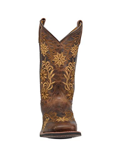 Women's Brown Secret Garden Floral Embroidered Pull-On Cowgirl Boot 5822