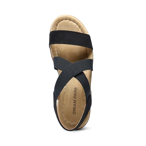 Women's Summer Dressy Low Wedge Heels Comfortable Slip on Casual Flat Sandals for Walking Vacation