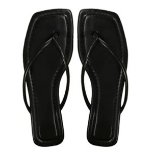 Women's Square Open Toe Flip Flop Minimalist Thong Flat Sandals Slide On Summer Vacation 2025 Dressy Shoes