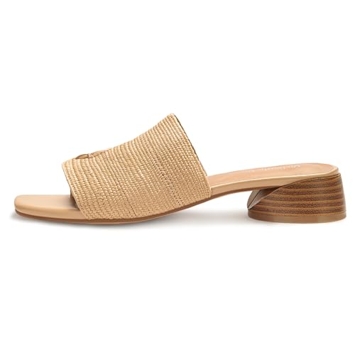 Women's Block Kitten Heels Slide Mule Sandals Square Open Toe Shoes