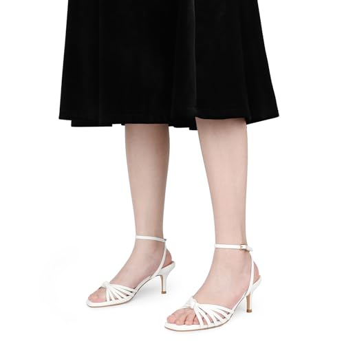 Women's Kitten Low Strappy Heels Ankle Strap Heeled Sandals