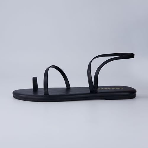 CHAI Women’s Strappy Sandals – Flat Sandals for Women, Comfortable Beach Sandals, Summer Slip-On Shoes, Casual Dressy Sandals