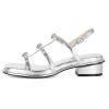 Womens Chunky Block Low Heel Sandals Square Toe Heels Strappy Summer Heeled Sandals Elastic Rhinestone Bow Sandals Cute Casual
