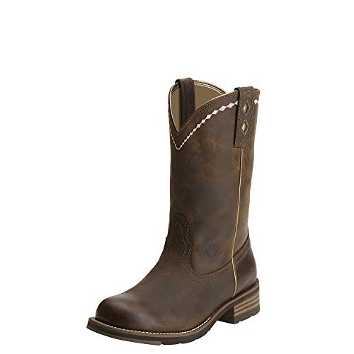 Womens Unbridled Embroidered Round Toe Casual Boots Mid Calf Low Heel 1-2" - Brown