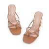 Women??s Square Open Toe Flip Flops Stiletto Heels Strappy Thong Slide on Slingback Mules Sandals
