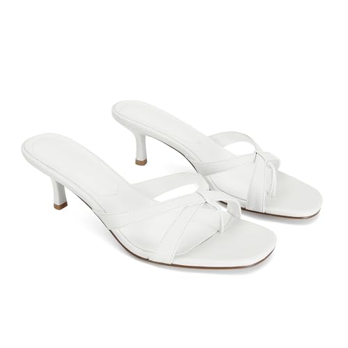 Gold Kitten Heel Sandals for Women Flip Flop Strappy Mule heels Rounded Open Toe Heeled Thong Sandals Women