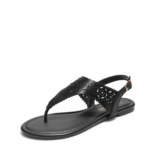 Women's Rhinestone Casual Wear Cute Gladiator Flat Sandals Beach Dressy T-Strap Thong Sandals