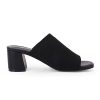 Women's Open Toe Heeled Mules Block Heels Sandals Knit Chunky Square Heels Slip On Breathable Slides Sandal