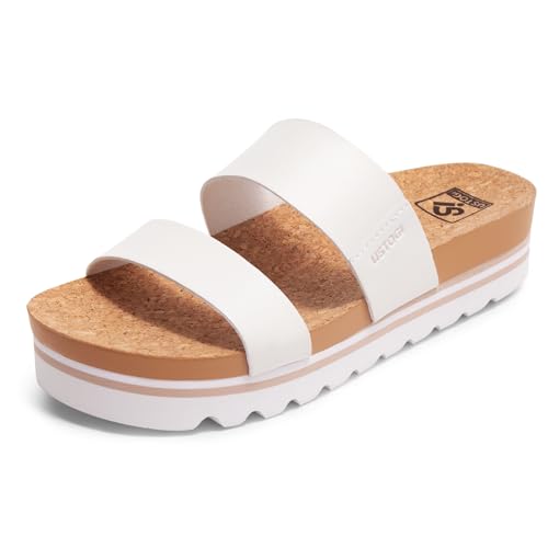 31jXCygkl5L.jpg Flatform Platform Sandals Women Arch Support Beach Slides Orthotic Summer Causal Cork Footbed Adjustable Lightweight Thick Sole