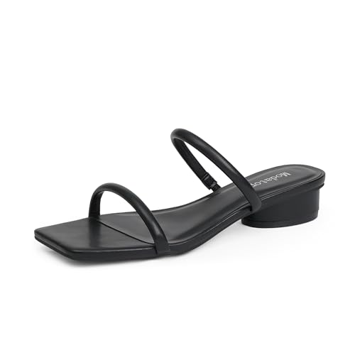 Square Open Toe Heeled Sandals Women Two Strap Chunky Heel Sandals for Women Low Block Heel Sandal Dressy