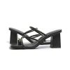 Women's Square Open Toe Heeled Sandals Glossy Material Mules Slip On Low Block Chunky Heeled Sandal on Comfortable Casual Dress
