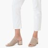 Knit Heeled Sandals for Women Square Open Toe Mules Block Low Heel Slip On Slides