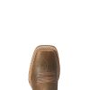 Womens Hybrid Rancher Stretchfit Embroidered Square Toe Casual Boots Mid Calf Low Heel 1-2" - Brown