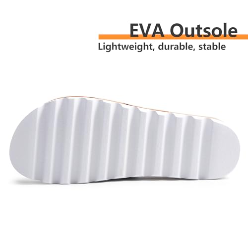 31qDkg5047L.jpg Flatform Platform Sandals Women Arch Support Beach Slides Orthotic Summer Causal Cork Footbed Adjustable Lightweight Thick Sole