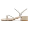 Women's Rhinestone Strappy Open Toe Low Block Chunky Heels Sandals Backless Summer Holiday Party Wedding Dress Shoes