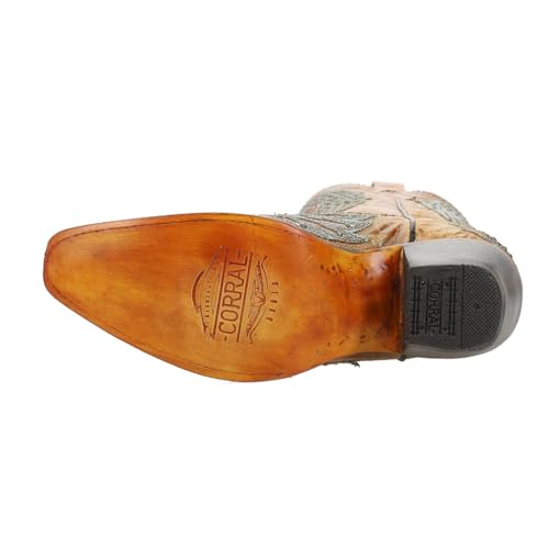 CORRAL LADIE'S SAND HEART & WINGS OVERLAY & EMBROIDERY & STUDS, SNIP TOE, LEATHER SOLE, WESTERN, A4235