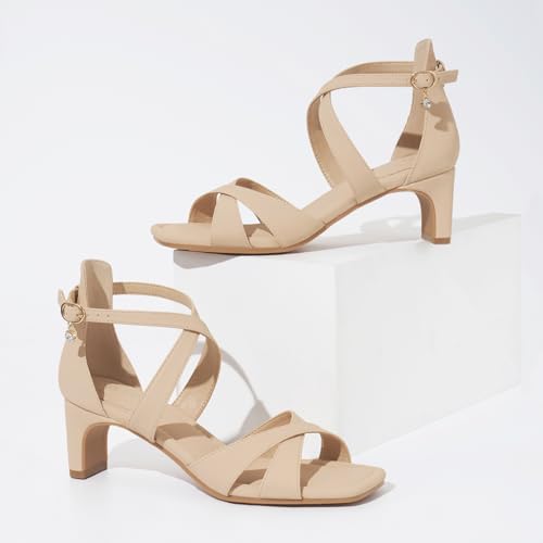 Womens Chunky Low Heels Comfortable Open Toe Ankle Strap Heeled Sandals Strappy Block Heels Dress Shoes for Wedding Bridal