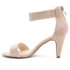 RROSE Women's Chunky Low Heels Open Toe Ankle Strap Heeled Sandals with Back Zipper Dressy Pumps Shoes for Wedding Prom Party