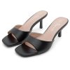 Women's Low Heels Stiletto Heeled Slides, Open Toe One Band Slip-On Heeled Mules ?C Dressy Heeled Sandals for Prom, Party Wedding