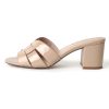 Nori Mules for Women - Leather Slip On Heeled Sandals