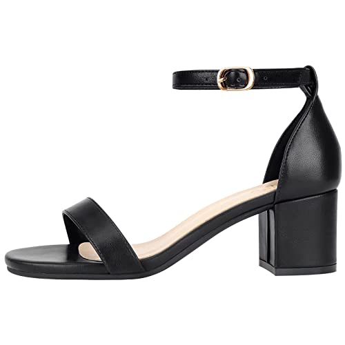 Chunky Heels for Women Strappy Platform Sandals Open Toe Heeled Sandals Ankle Strap Adjustable Buckle Lucite Chunky High Heel