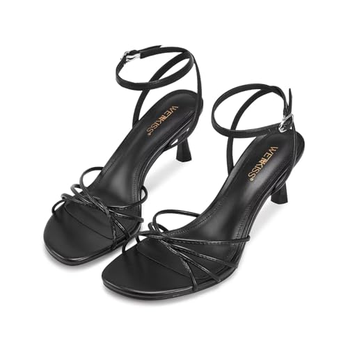 Womens Sandals Round Open Toe Kitten Heels Adjustable Ankle Strap Low Heels Heeled Sandals for Women Summer Dress Shoes Not