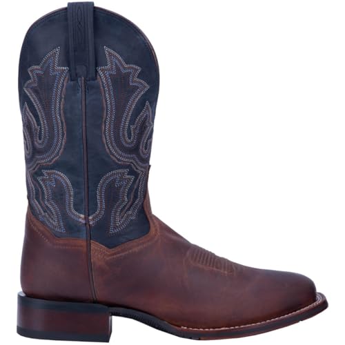 Mens Winslow Embroidered Square Toe Casual Boots Mid Calf - Blue, Brown