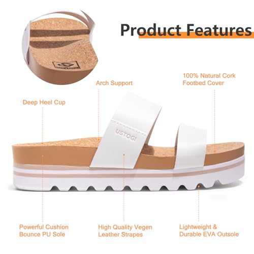 41705lhgAUL.jpg Flatform Platform Sandals Women Arch Support Beach Slides Orthotic Summer Causal Cork Footbed Adjustable Lightweight Thick Sole