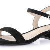 Women Nude Black White Sandals for Women Low Heel 1 Inch Dressy Sandal Ankle Strap Open Toe Block Short Heeled Summer Classic