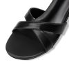 Womens Kitten Heels Low Heeled Sandals for Women Round Slip On Slides Cross Strap Open Toe Sandals