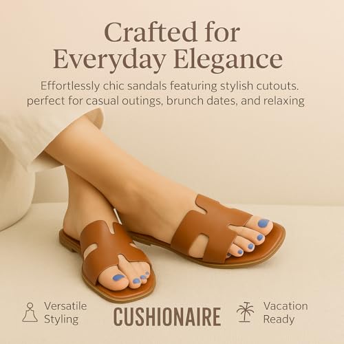 Voyage Cutout Strap Slides for Women, Slip On Summer Flats, Trendy Footwear, Comfortable Vacation Style Sandals for Women 2025