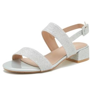 Women's Open Toe Ankle Strap Low Block Chunky Heels Sandals Holiday Party Wedding Dress Pumps Shoes