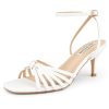 Women's Kitten Low Strappy Heels Ankle Strap Heeled Sandals
