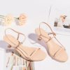 Womens Strappy Heeled Sandals Kitten Low Heel Open Toe Ankle Strap Party Wedding Dress Shoes