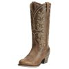 Womens Desert Holly Embroidered Western Round Toe Casual Boots Mid Calf Mid Heel 2-3" - White