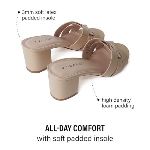 Nori Mules for Women - Leather Slip On Heeled Sandals