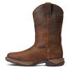 Womens Anthem Patriot Embroidery Pull On Casual Boots Mid Calf Low Heel 1-2" - Brown
