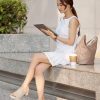 Knit Heeled Sandals for Women Square Open Toe Mules Block Low Heel Slip On Slides
