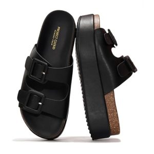 Wedge Platform Sandals For Women 2025 - Memory Foam Insole & Cork Footbed Platform Heel Slides for Women Footwear - Beach