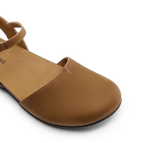 41lGyAJTO-L.jpg Women's Closed Toe Sandals Arch Support Comfort Cork Footbed Flat Sandals Summer Shoes