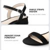 Women Nude Black White Sandals for Women Low Heel 1 Inch Dressy Sandal Ankle Strap Open Toe Block Short Heeled Summer Classic