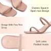 Women's Square Open Toe Heeled Sandals Two Strap Mules Slip On Block Chunky Mid Heels Sandals