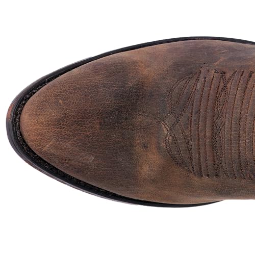 Mens Renegade Embroidered Round Toe Casual Boots Mid Calf - Brown